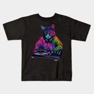 Cat DJ Vibe Kids T-Shirt